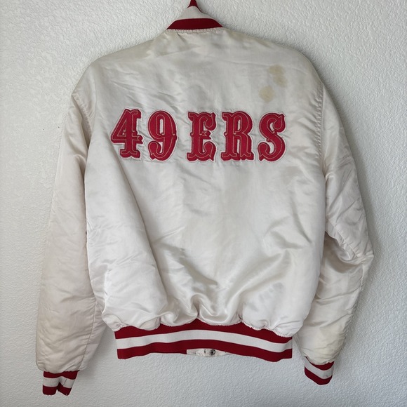 RARE Vtg 80s San Francisco 49ers STARTER Jacket L White Satin NFL Pro Line Mens - Picture 14 of 16